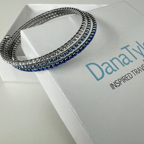 Dana Tyler Blue to White Ombre Crystal Bracelet One Size Fits All - Picture 4 of 8